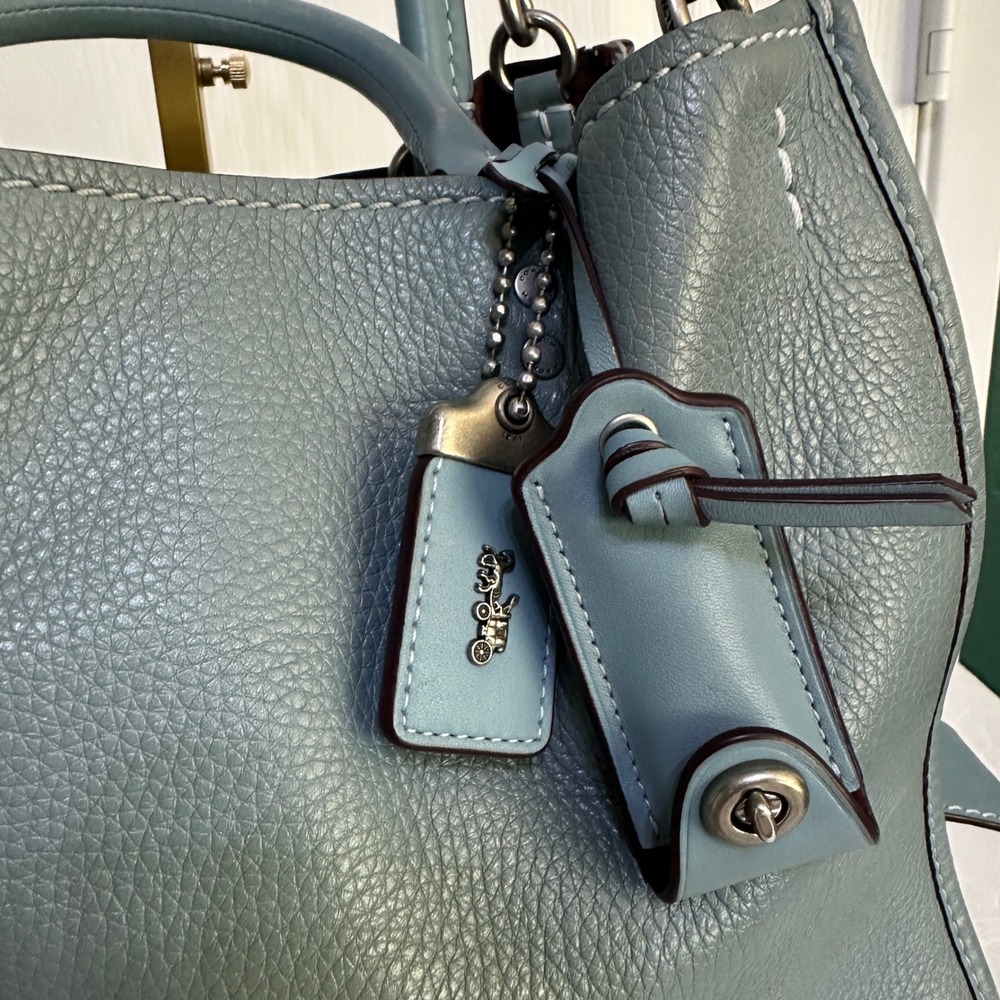 COACH 1941 Rogue 31 Slate Blue Glovetanned Pebble Leather Satchel Bag 38124 - Picture 4 of 16